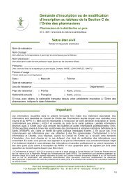 Inscription ou modification d'inscription - section C - Ordre National ...