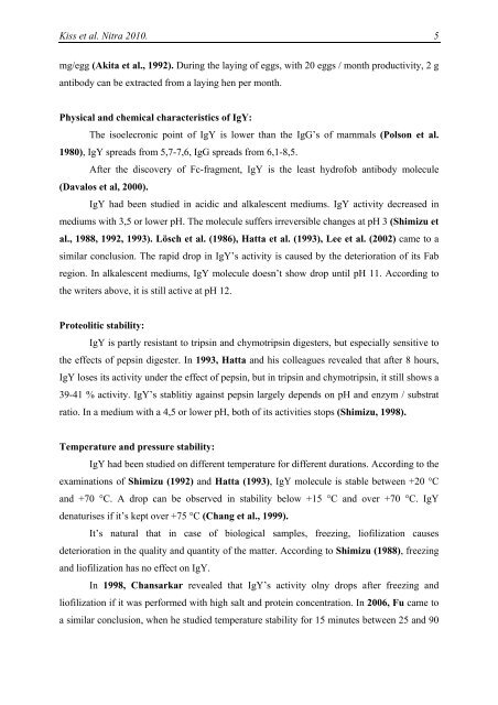 Seasonal variations of yolk colour and IgY concentration in natural ...