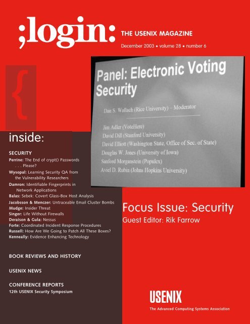 inside: Focus Issue: Security
