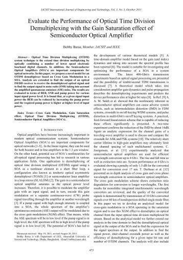 Evaluate the Performance of Optical Time Division ... - IJET