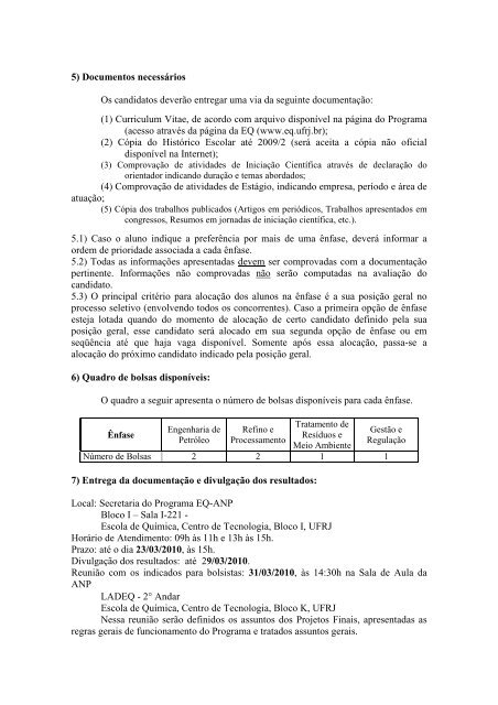 Programa EQ-ANP - Escola de QuÃ­mica / UFRJ