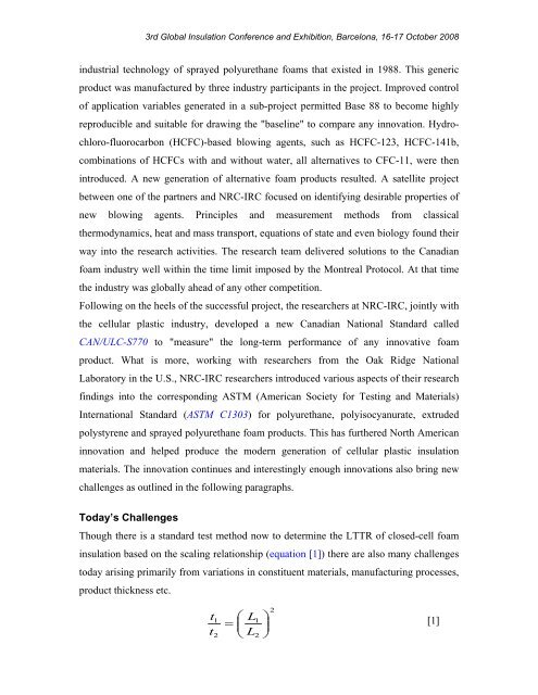 Long-Term Thermal Resistance of Closed-Cell Foam Insulation ...