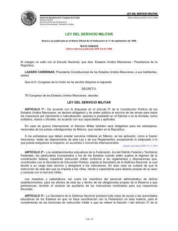 Ley del Servicio Militar - SecretarÃ­a de la Defensa Nacional