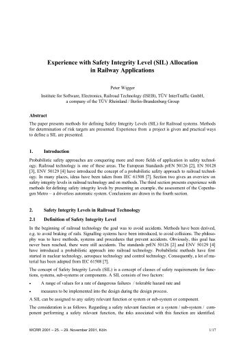 Experience with Safety Integrity Level (SIL) Allocation in Railway ...