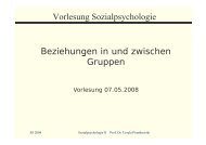Vorlesung Sozialpsychologie Beziehungen in und zwischen g ...