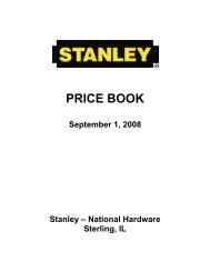Stanley Hardware Price Book - Top Notch Distributors, Inc.