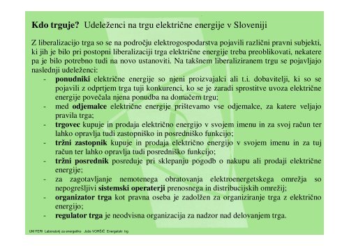 BilanÄna shema organiziranega trga - POWERLAB