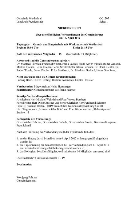 Gemeinde Waldachtal GÖ1205 Landkreis Freudenstadt Seite: 1 ...