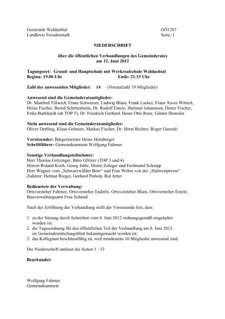 Gemeinde Waldachtal GÖ1207 Landkreis Freudenstadt Seite: 1 ...