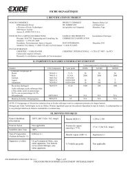 FICHE SIGNALÉTIQUE - Exide Technologies