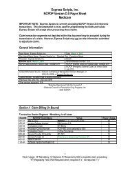 Express Scripts, Inc. NCPDP Version D.0 Payer Sheet Medicare
