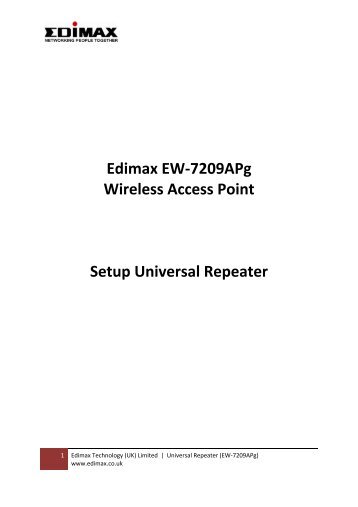 How to setup EW-7209APg as a repeater? - Edimax