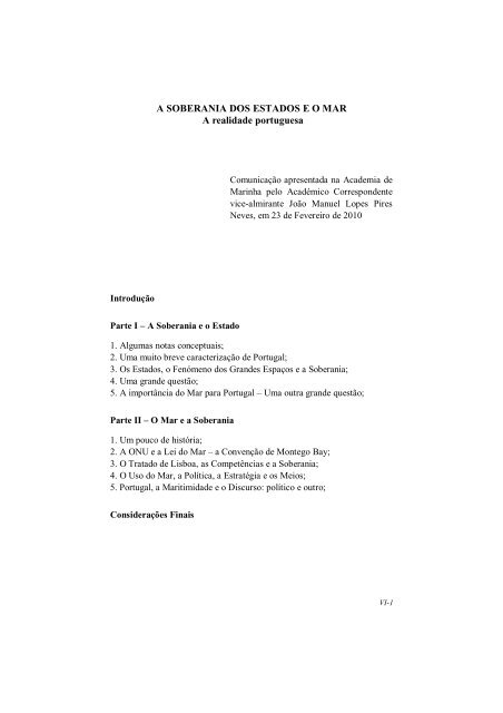 A SOBERANIA DOS ESTADOS E O MAR A realidade ... - Academia