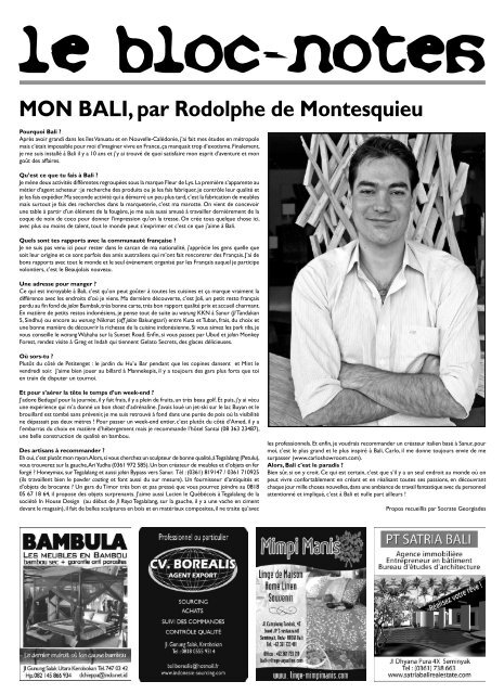 Téléchargez la Gazette au format PDF - La Gazette de Bali