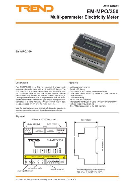 Specification sheet - Trend