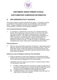 hertsmere jewish primary school supplementary admissions ...