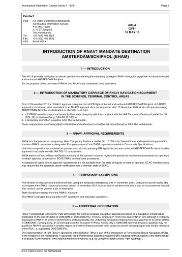 introduction of rnav1 mandate destination amsterdam/schiphol (eham)