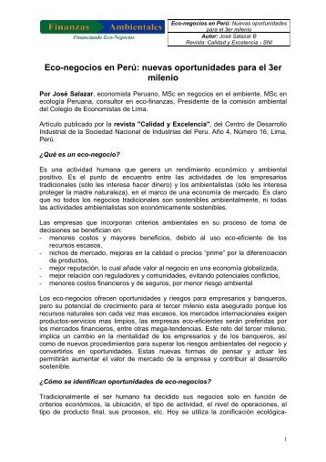 Eco-negocios en Perú - Fondo Verde Internacional