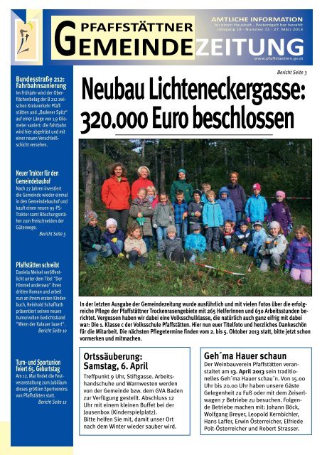 Gemeindezeitung MÃ¤rz 2013 - PfaffstÃ¤tten