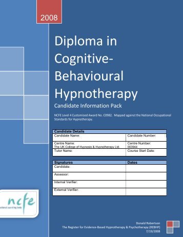 Diploma in Cognitive-Behavioural Hypnotherapy - REBHP