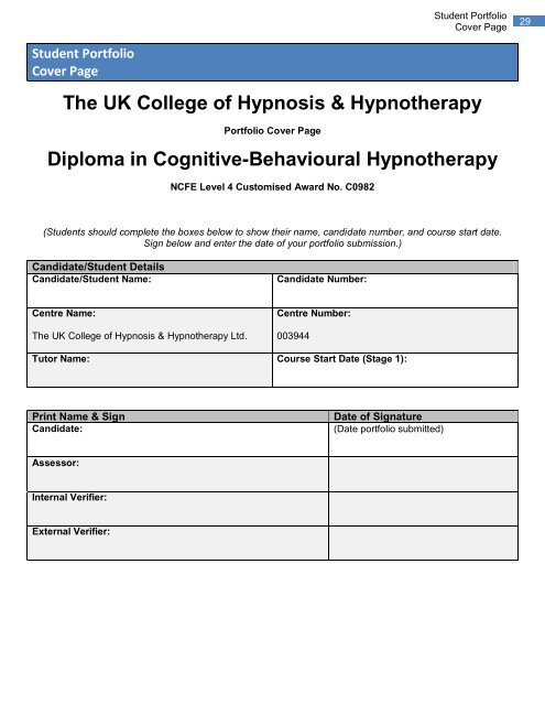 Diploma in Cognitive-Behavioural Hypnotherapy - REBHP