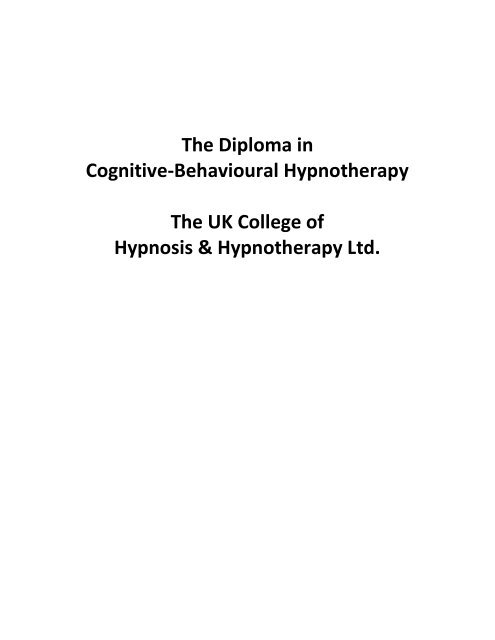 Diploma in Cognitive-Behavioural Hypnotherapy - REBHP