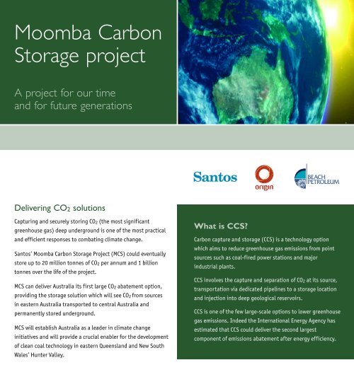 Moomba Carbon Storage project - Santos