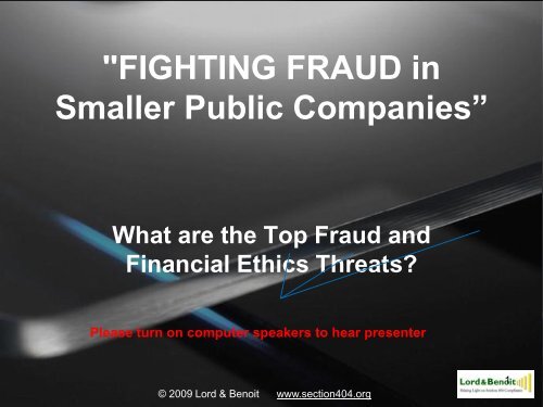 Fighting Fraud in Smaller Public Companies.pdf - Lord & Benoit