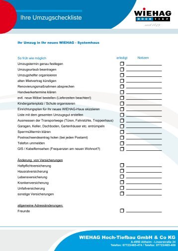 Ihre Umzugscheckliste