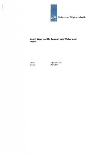 Audit Wpg politie Zaanstreek Waterland