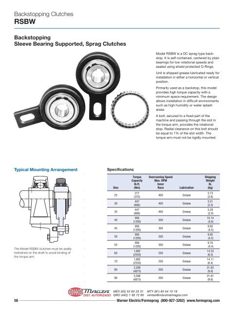 Backstopping Clutches - Industrial Magza Distribuidor De Warner ...