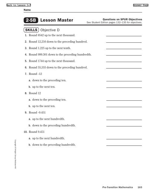 Lesson Master Lesson Master 2-5B