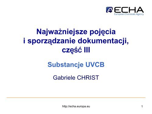 Substancje UVCB - Europa