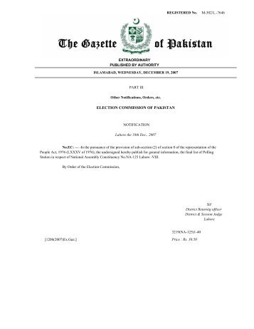 ELECTION COMMISSION OF PAKISTAN
