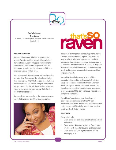 PROGRAM SUMMARY Raven and her friend ... - Disney Channel