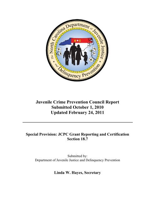 Juvenile Crime Prevention Council Report Submitted October 1 ...