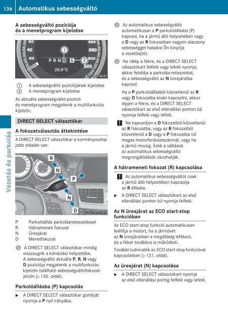 KezelÃ©si ÃºtmutatÃ³ - Mercedes-Benz MagyarorszÃ¡g