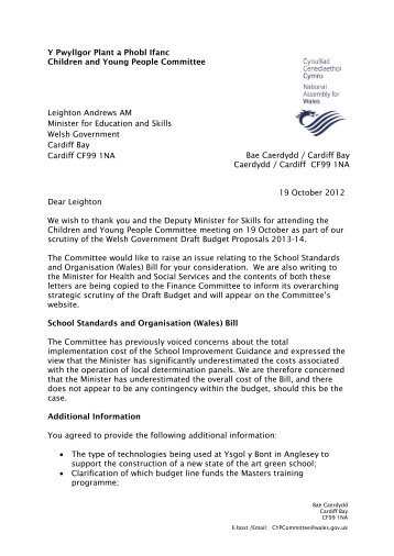 Letter to the Minister for Education and Skills (PDF 175KB) - senedd ...