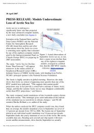 PRESS RELEASE: Models Underestimate Loss of Arctic Sea Ice