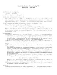 Math 223 Number Theory, Spring '07 Homework 9 Solutions