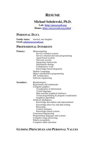 RESUME Michael Sobolewski, Ph.D. - sorcer