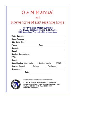 Preventive Maintenance Logs - Florida Rural Water Association