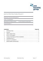 DATA PROTECTION POLICY - One Housing Group