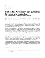 Drakenstein Municipality sets guidelines for House and Spaza shops