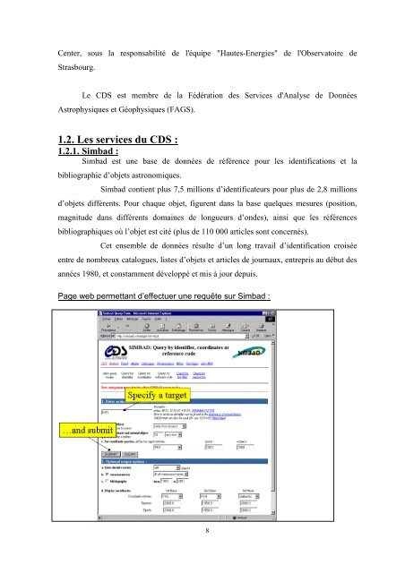 rapport de stage - Centre de DonnÃ©es astronomiques de Strasbourg