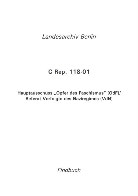 Hauptausschuss „Opfer des Faschismus“ (OdF) - Landesarchiv Berlin