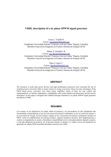 VHDL description of a six phase SPWM signal generator - Iberchip.net