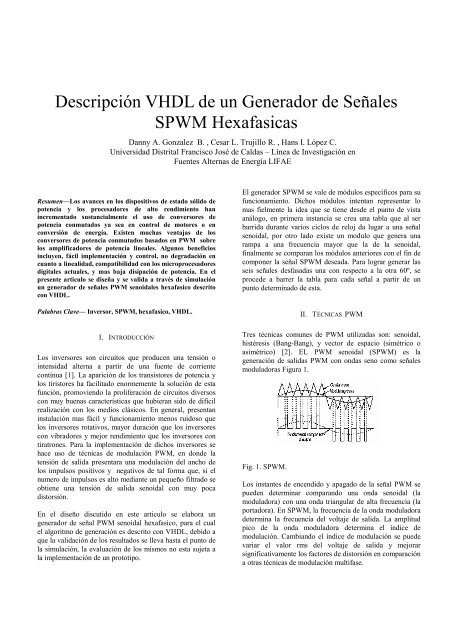 VHDL description of a six phase SPWM signal generator - Iberchip.net