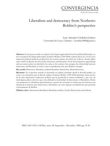 Liberalism and democracy from Norberto Bobbio's ... - Convergencia