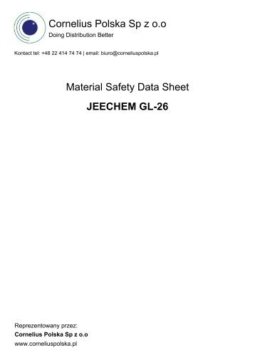 Material Safety Data Sheet JEECHEM GL-26 - Cornelius Polska Sp ...